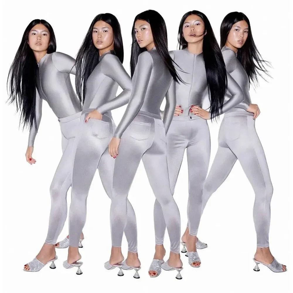 NWT SKIMS Silver Disco Pant Sz. S - Picture 2 of 7